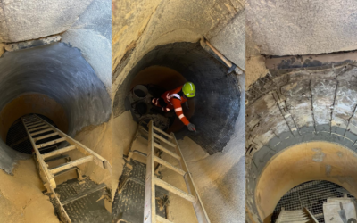 Garnissage anti-usure DENSIT du coude sortie séparateur statique chez un de nos clients cimentier en France.